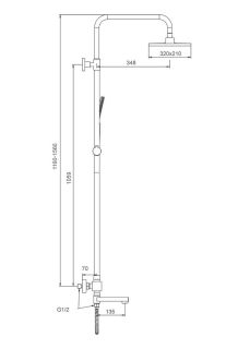 Душевая стойка Splenka S224.26.06 с термостатом чёрный